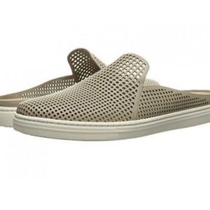 Via Spiga "Rina" Grey Gray Leather Backless Slip On Sneakers Size 9.5